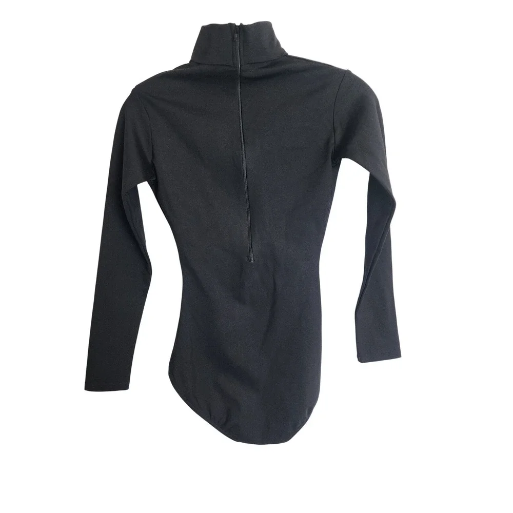 Capezio Kids Black Long‎ Sleeve Turtleneck Leotard Mock Neck Dance Gymnastics M